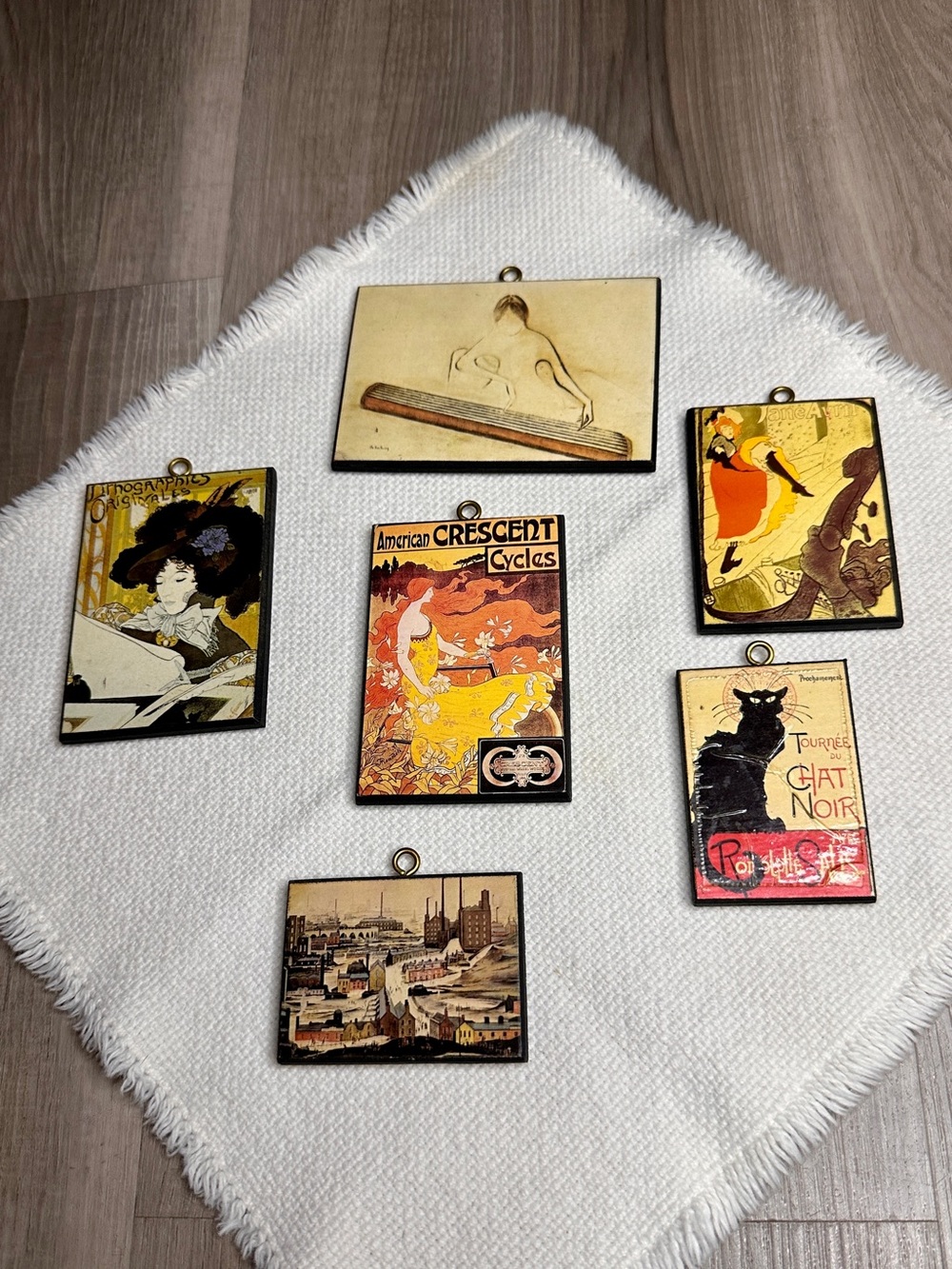 Vintage Camille Miniatures Set of 6 Art Nouveau Wall Plaques Made in England